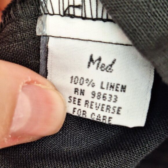 MED black 100% linen Top with embroidery size M - Picture 4 of 7